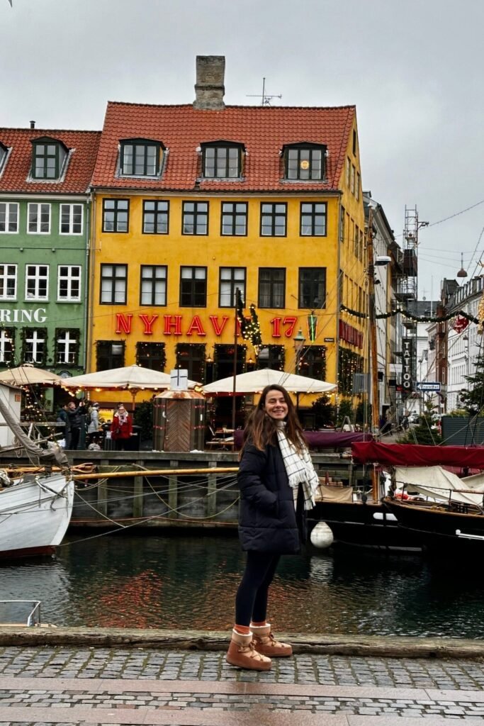 Kopenhag Nyhavn'da christmas market manzaraları