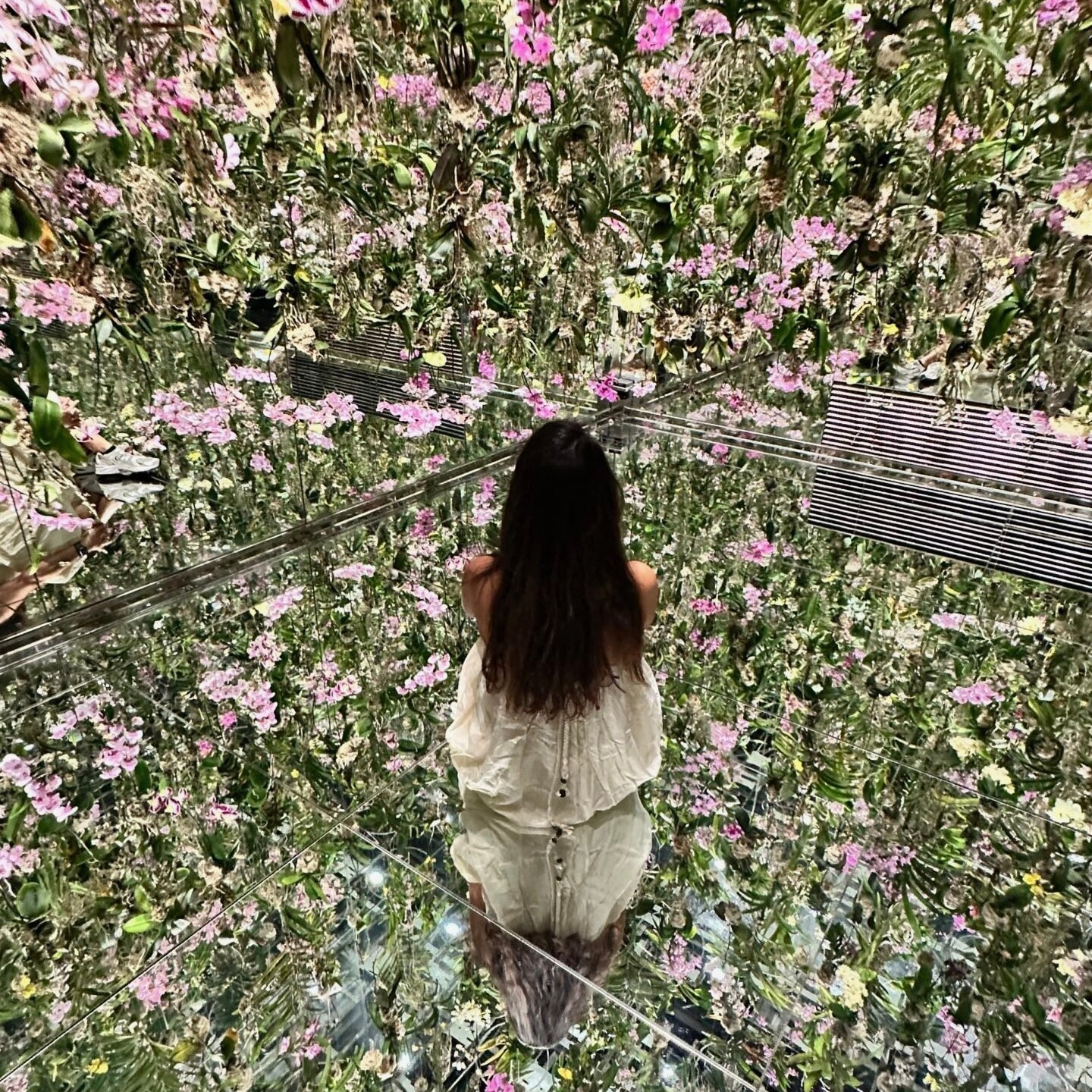 teamLab Planets Tokyo’da duvarlara yansıtılan hareketli çiçek projeksiyonları